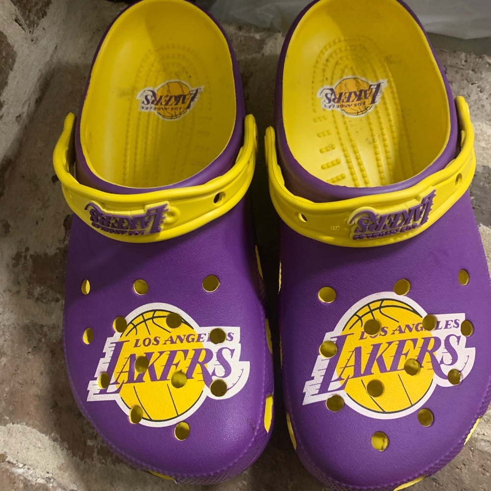 CROCS Purple and Yellow Loafers